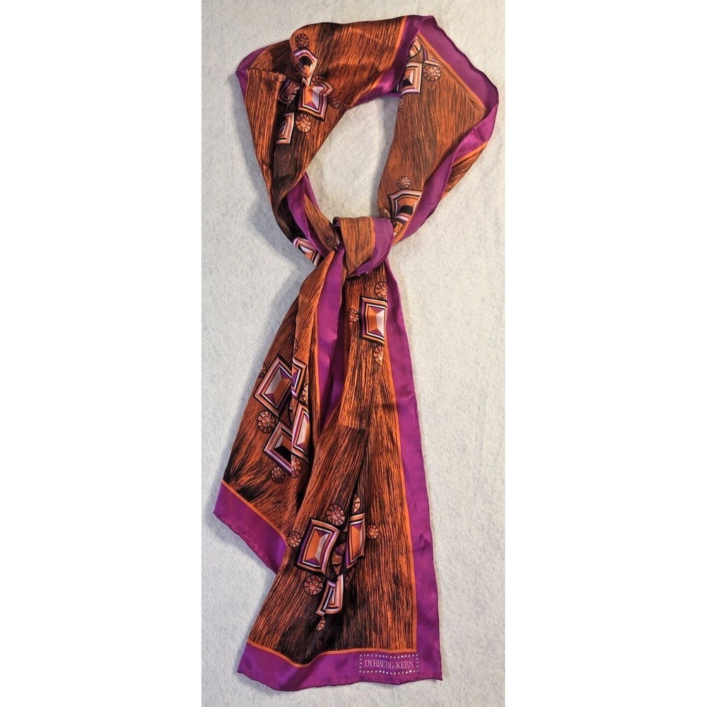 Dyrberg/Kern 100% Silk Scarf Pink Orange Abstract Gems Print